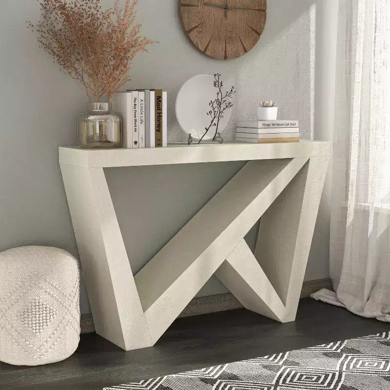 24/7 Shop At Home 48 Sunguard Modern Rectangular Console Table with Geometric Design