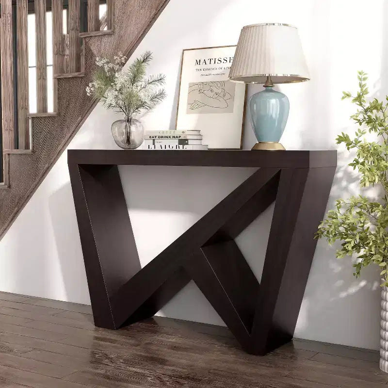 24/7 Shop At Home 48 Sunguard Modern Rectangular Console Table with Geometric Design