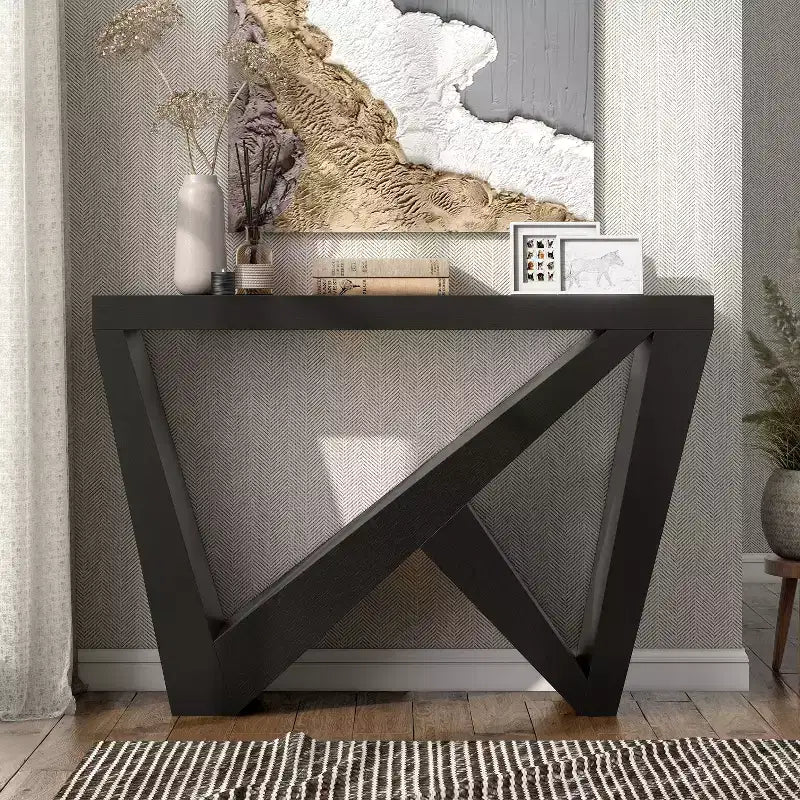 24/7 Shop At Home 48 Sunguard Modern Rectangular Console Table with Geometric Design