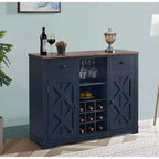 47-Inch Wood Bar Cabinet with Brushed Nickel Knobs