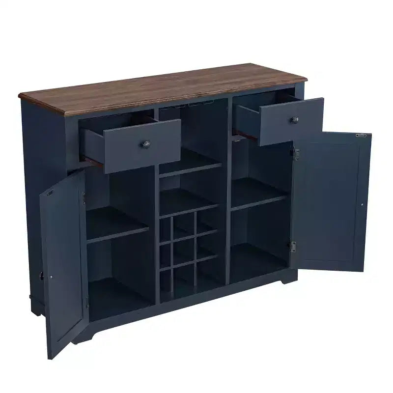 47-Inch Wood Bar Cabinet with Brushed Nickel Knobs