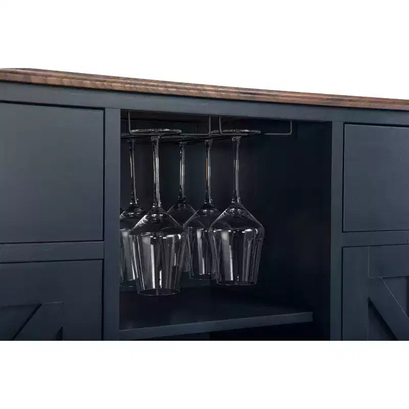 47-Inch Wood Bar Cabinet with Brushed Nickel Knobs