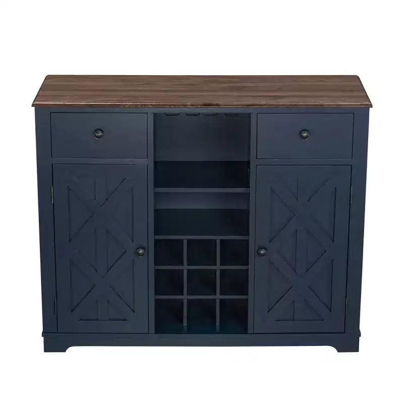 47-Inch Wood Bar Cabinet with Brushed Nickel Knobs