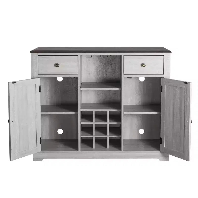 47-Inch Wood Bar Cabinet with Brushed Nickel Knobs