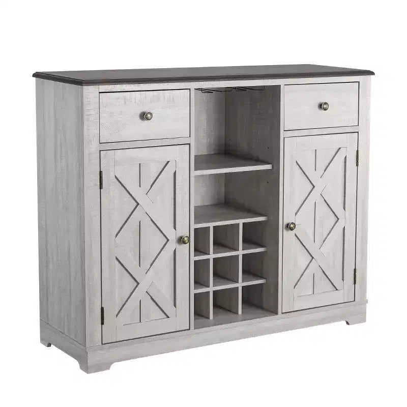 47-Inch Wood Bar Cabinet with Brushed Nickel Knobs