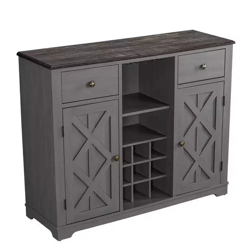 47-Inch Wood Bar Cabinet with Brushed Nickel Knobs