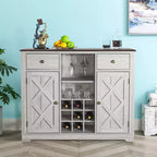 47-Inch Wood Bar Cabinet with Brushed Nickel Knobs