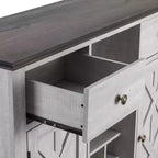 47-Inch Wood Bar Cabinet with Brushed Nickel Knobs