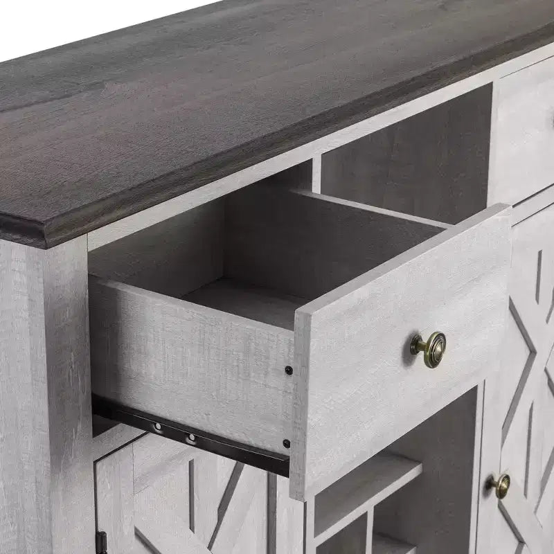 47-Inch Wood Bar Cabinet with Brushed Nickel Knobs