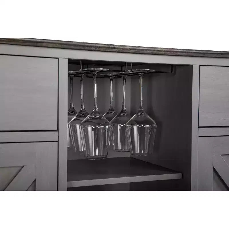 47-Inch Wood Bar Cabinet with Brushed Nickel Knobs