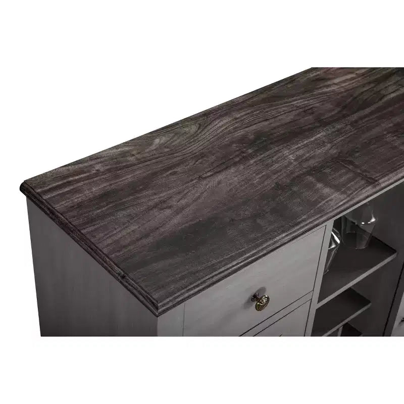 47-Inch Wood Bar Cabinet with Brushed Nickel Knobs