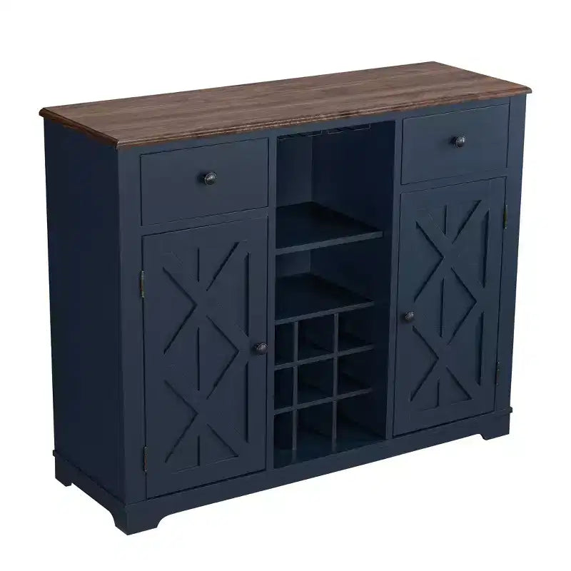 47-Inch Wood Bar Cabinet with Brushed Nickel Knobs