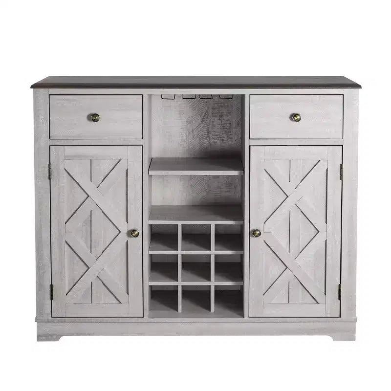 47-Inch Wood Bar Cabinet with Brushed Nickel Knobs
