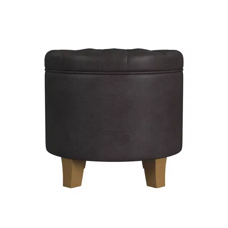 Round Faux Leather Storage Ottoman