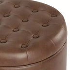 Round Faux Leather Storage Ottoman