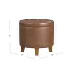 Round Faux Leather Storage Ottoman