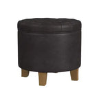 Round Faux Leather Storage Ottoman