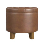 Round Faux Leather Storage Ottoman