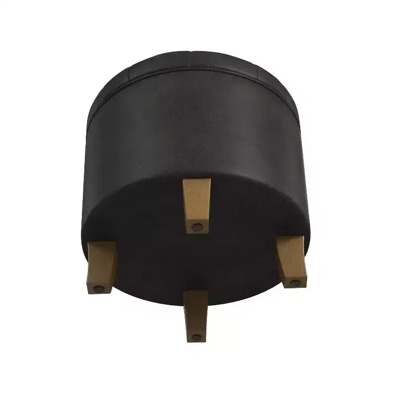 Round Faux Leather Storage Ottoman
