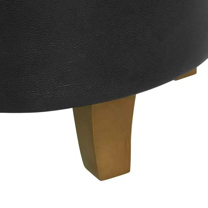 Round Faux Leather Storage Ottoman