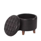 Round Faux Leather Storage Ottoman