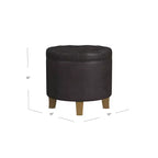 Round Faux Leather Storage Ottoman