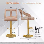 Set of 2 Swivel Bar Stools with Footrest and Metal Base