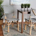 bali & pari Shai Modern French Grey and White Weaving and Natural Rattan Bistro Chair