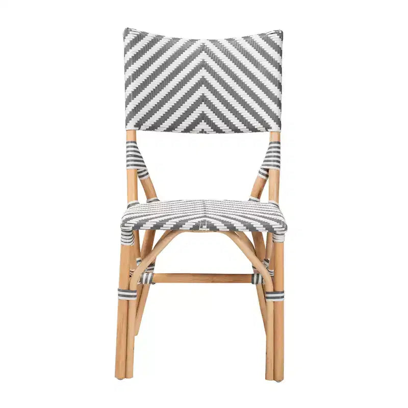 Shai Modern French Grey and White Rattan Bistro Chair