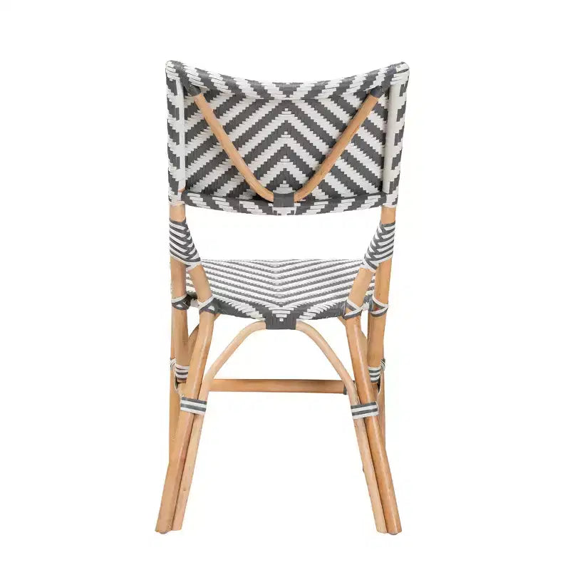 Shai Modern French Grey and White Rattan Bistro Chair