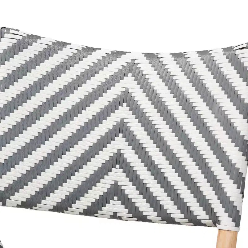 Shai Modern French Grey and White Rattan Bistro Chair