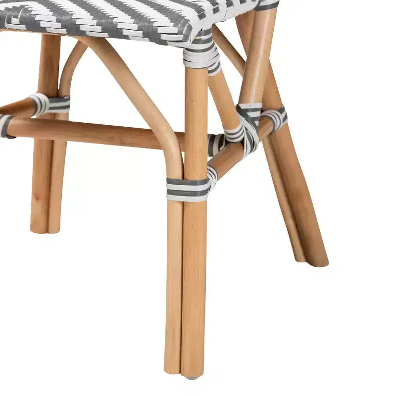 Shai Modern French Grey and White Rattan Bistro Chair