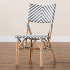 Shai Modern French Grey and White Rattan Bistro Chair