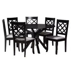 Jana Modern Grey Fabric 7-Piece Dining Set with Espresso Wood