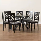 Jana Modern Grey Fabric 7-Piece Dining Set with Espresso Wood